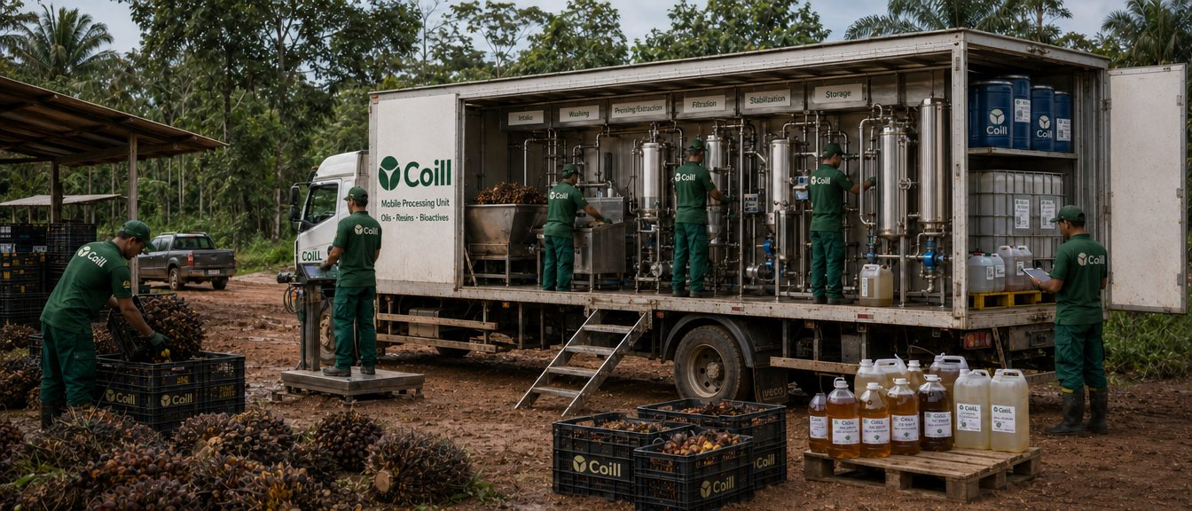 Visão conceitual de uma unidade móvel de processamento de bioativos